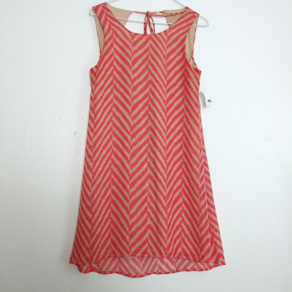 Lila Pink Lila Chevron Open Back Mini Dress Size S Short Sleeve